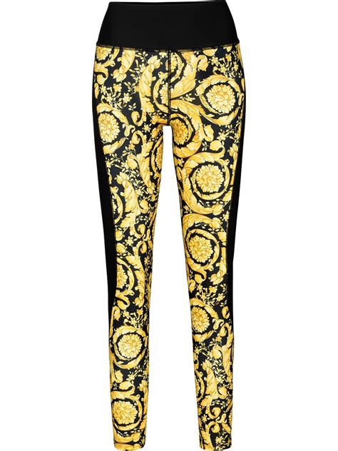 versace baroque high waist printed leggings|Barocco Leggings Black .